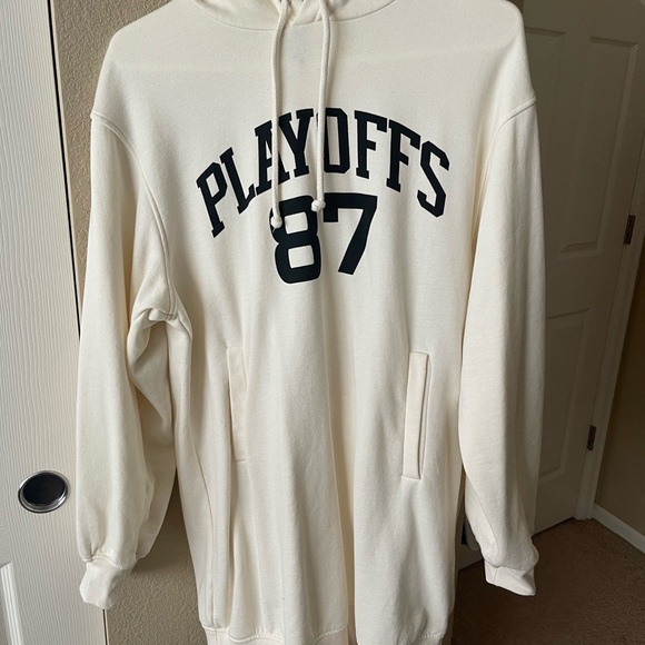 H&M Sweaters - H&M Cream Hoodie with Black 'Playoffs 87' Design
